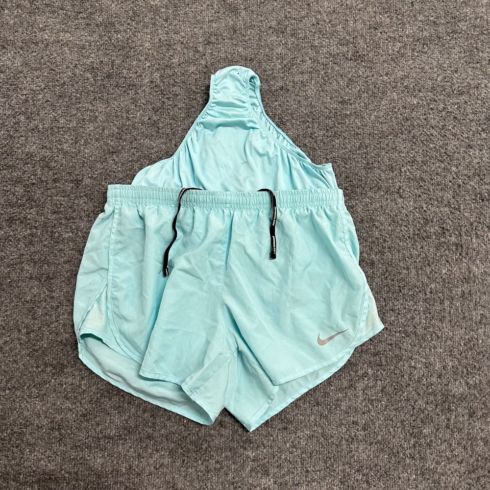 Nike Running Shorts Womens Size M Light Blue Dri-Fit Athletic Mesh Trim 82393